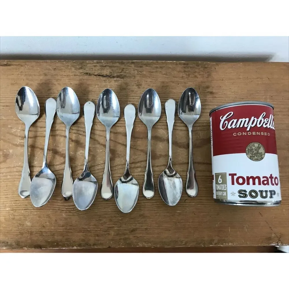 Set Lot 9 Vtg Mid Century WMF Cromargan Stainless Flatware Dessert Spoons 5.25